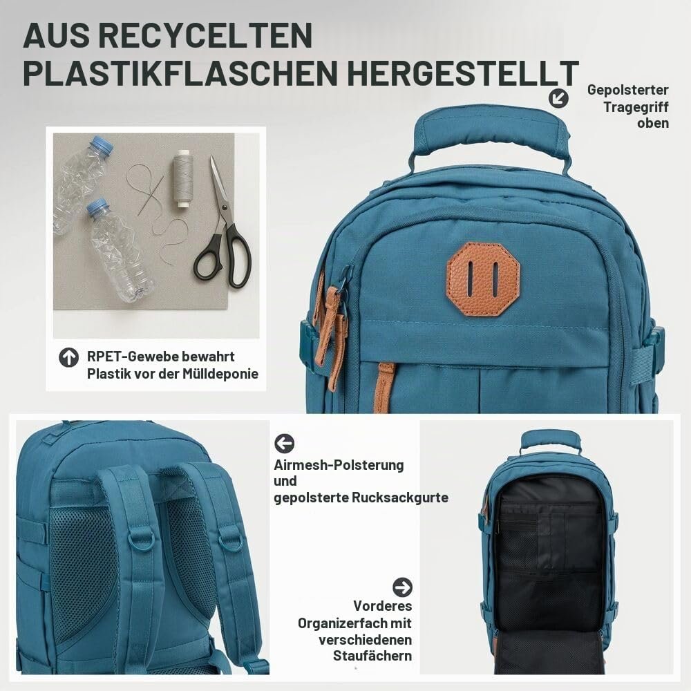 Cabin Max Metz Ryanair-Kabinentasche, 20 l, 40 x 20 x 25 cm, Handgepäckrucksack, Rpet Cheyenne Rot, 40 x 20 x 25cm - Image 4